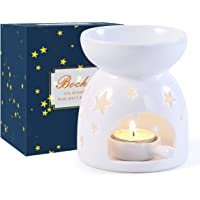 Bochee Quemador de Aceites Esenciales de Cerámica con Caja de Regalo con Cuchara de Velas Patrones de Estrellas…